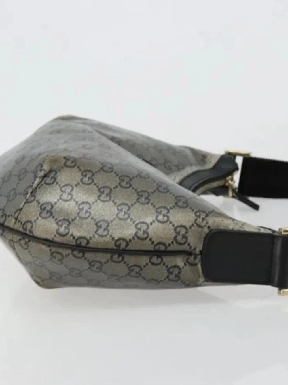 GUCCI GG Crystal Shoulder Bag Coated Canvas Black Gold 181092 Auth 182213 - Picture 3 of 16